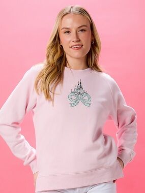 NW5 Disney Pastel Pink Castle Bow Crewneck Sweatshirt